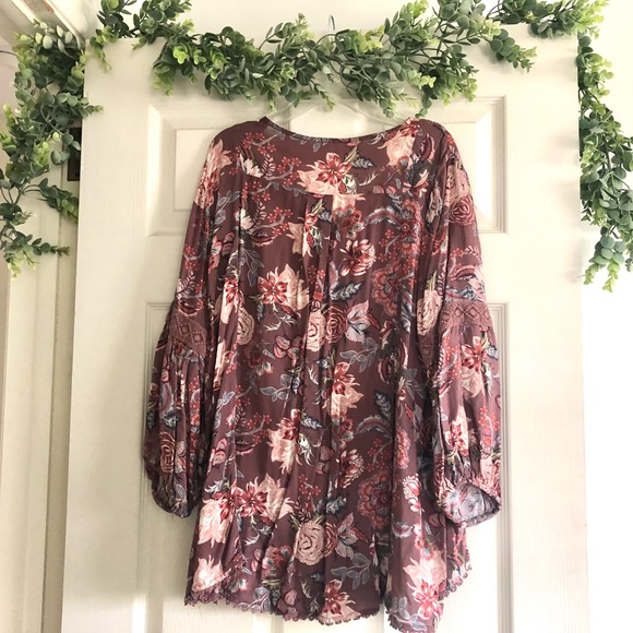 Mauve Purple Floral Long Sleeve Top - Picture 4 of 5